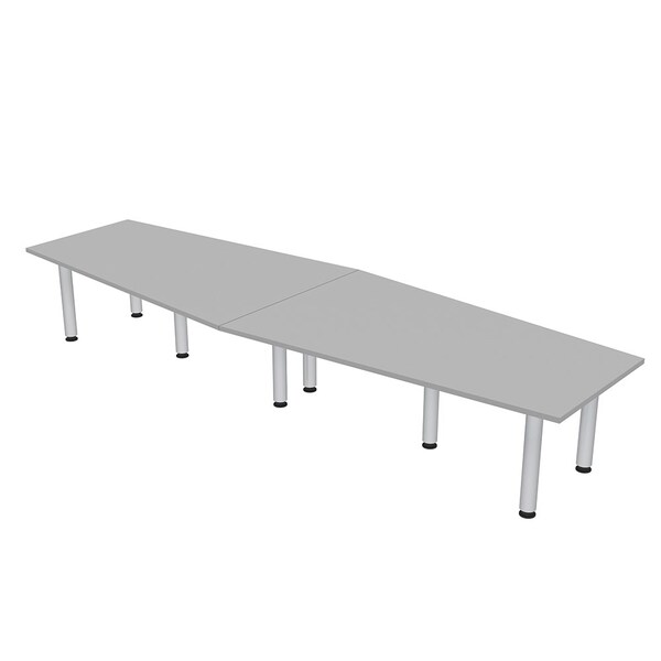 45 in W, 144 in L, 29 in H, Engineered Wood Top, Grey